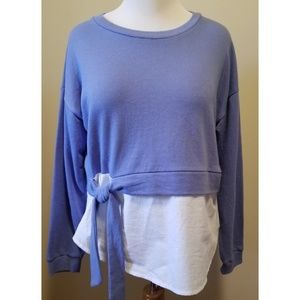 {Cupio} Blue & White Side Knot Top